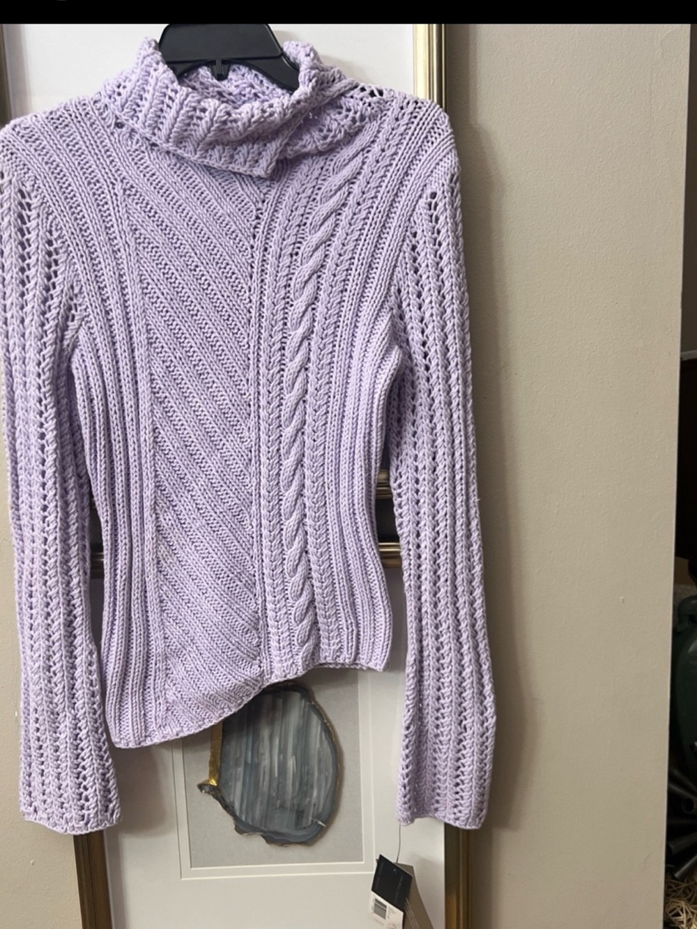 NWT lavender Crochet Boho Turtleneck By Kenneth Cole fits best M/L regular size
